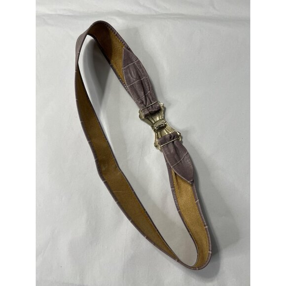 Vintage Taupe Leather Belt With Metal Clasp - Picture 4 of 7